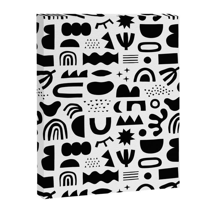 Black and white abstract organic shape pattern Canvas Print Gallery Image 1