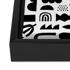 Black and white abstract organic shape pattern Framed Canvas Print Gallery Image 3
