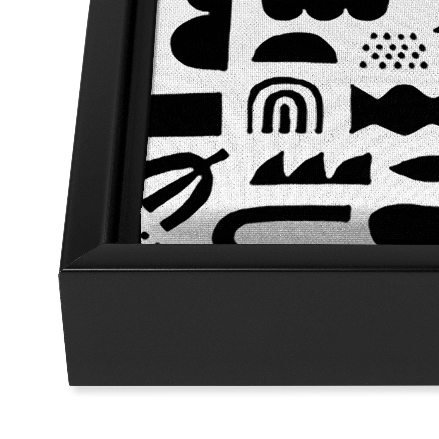 Black and white abstract organic shape pattern Framed Canvas Print Gallery Image 3