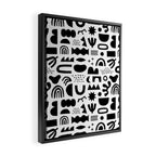 Black and white abstract organic shape pattern Framed Canvas Print Gallery Image 2