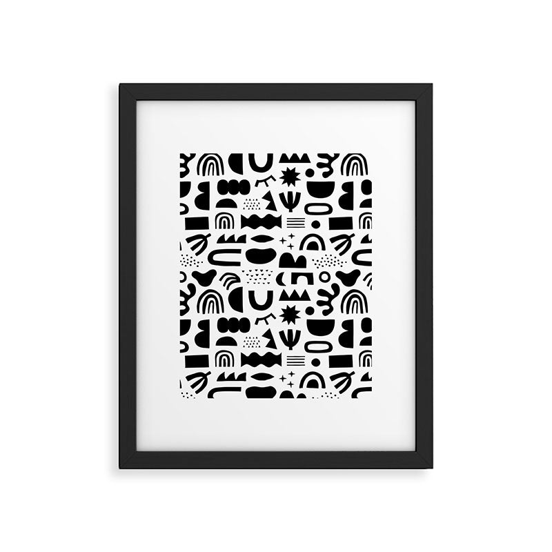 Black and white abstract organic shape pattern Framed Art Print Gallery Image 6