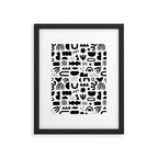 Black and white abstract organic shape pattern Framed Art Print Gallery Image 6