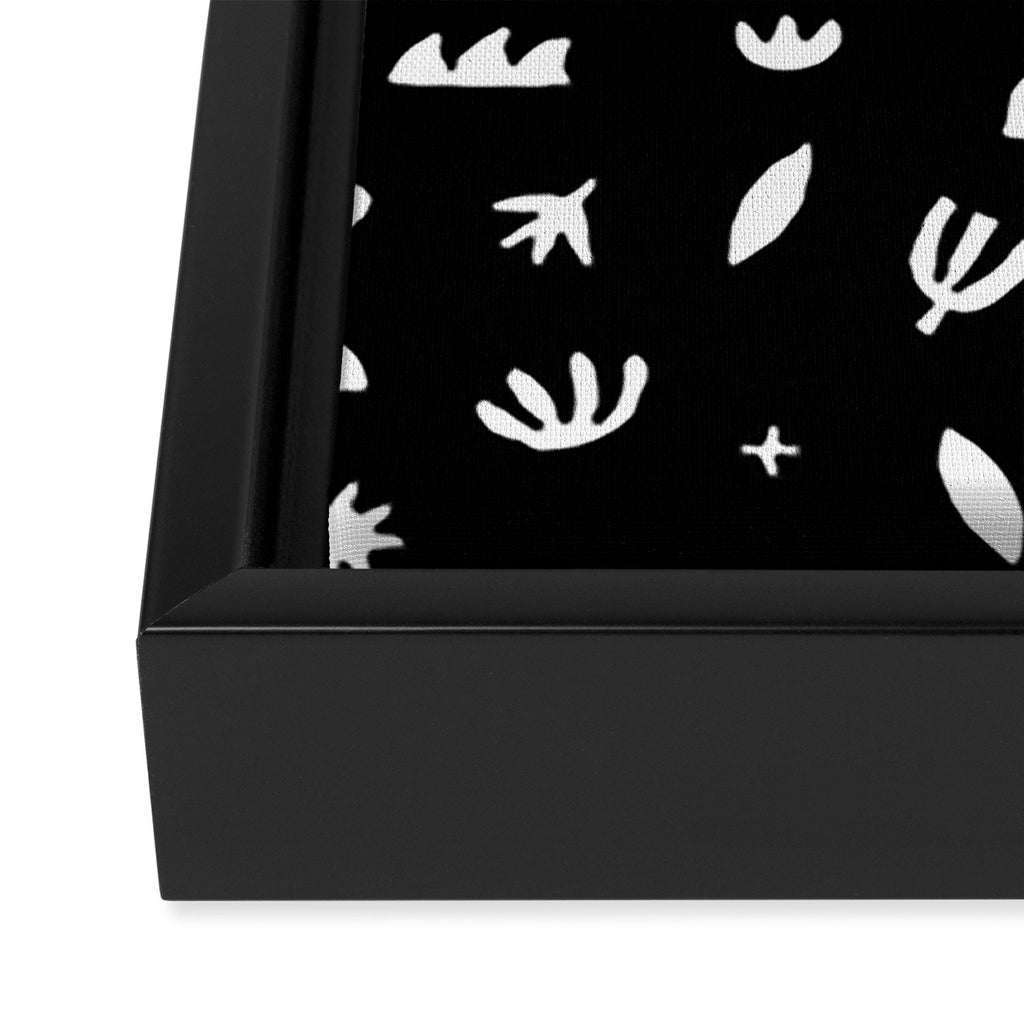 Black and white abstract organic shape pattern Framed Canvas Print Gallery Image 3