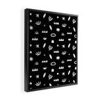 Black and white abstract organic shape pattern Framed Canvas Print Gallery Image 2