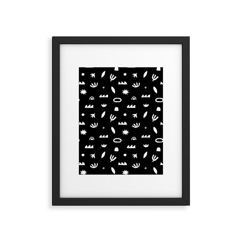 Black and white abstract organic shape pattern Framed Art Print Gallery Image 6
