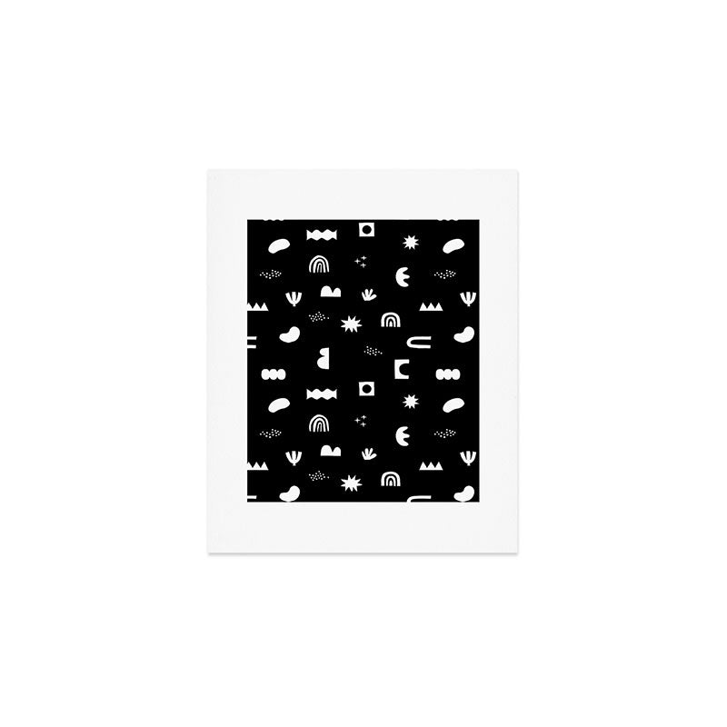 Black and white abstract organic shape pattern Art Print Gallery Image 1