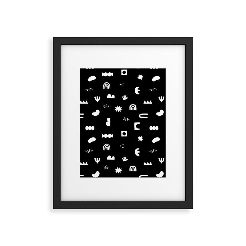 Black and white abstract organic shape pattern Framed Art Print Gallery Image 6
