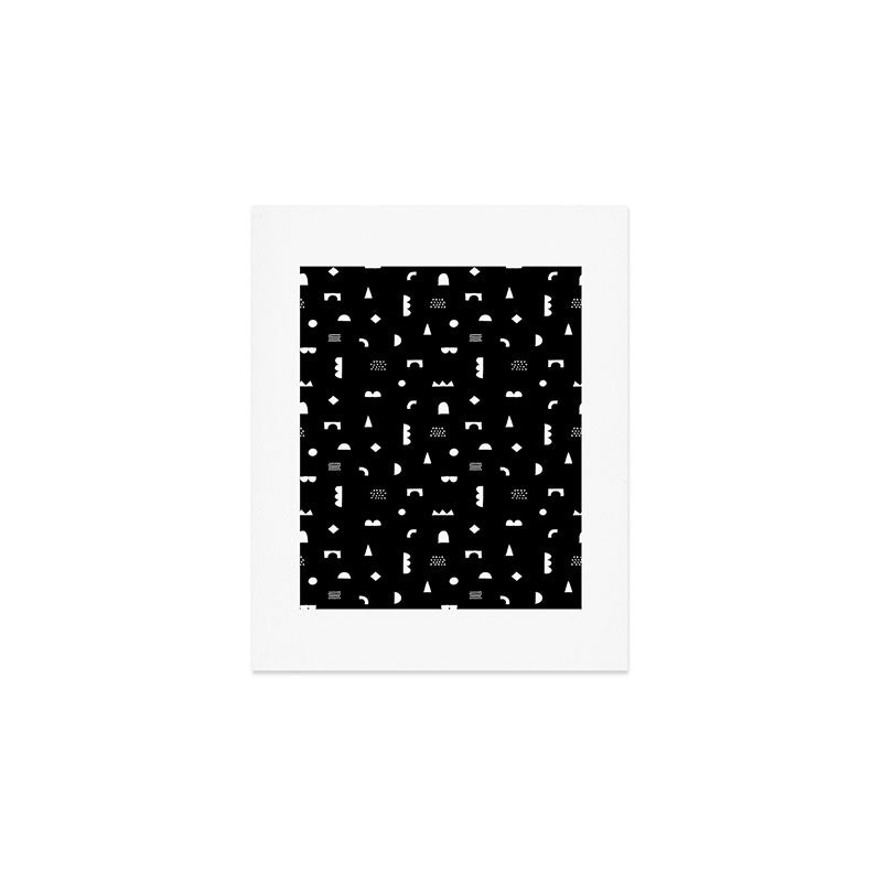 Black and white abstract organic shape pattern Art Print Gallery Image 1