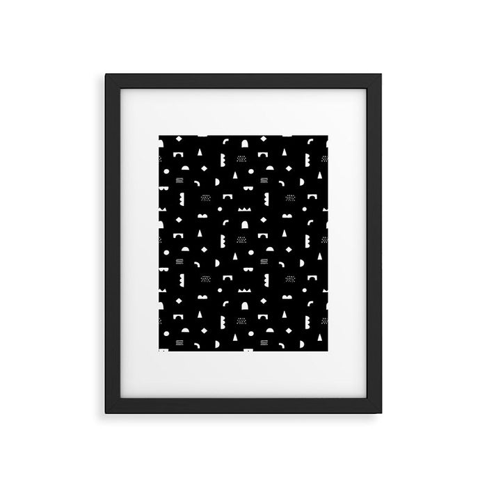 Black and white abstract organic shape pattern Framed Art Print Gallery Image 1