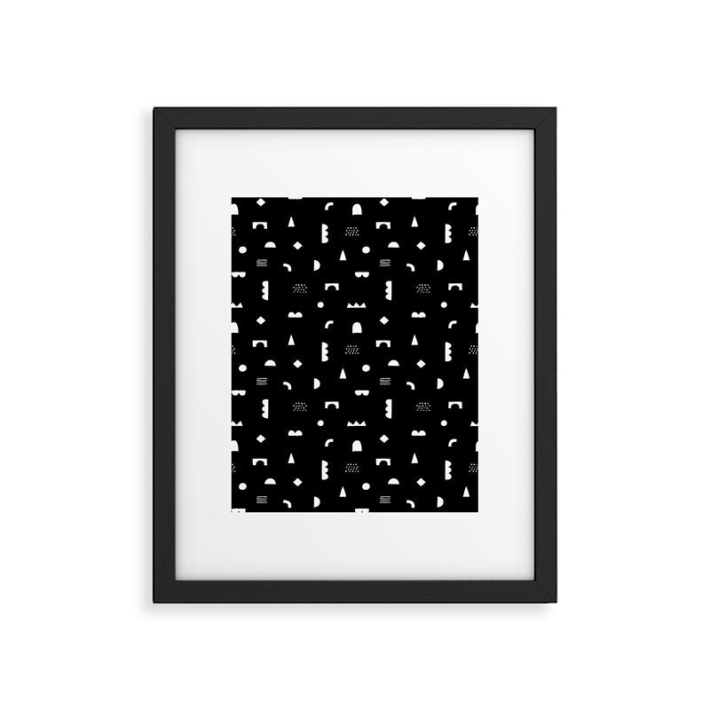 Black and white abstract organic shape pattern Framed Art Print Gallery Image 6