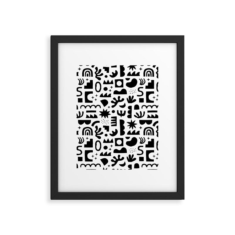 Black and white abstract organic shape pattern Framed Art Print Gallery Image 6