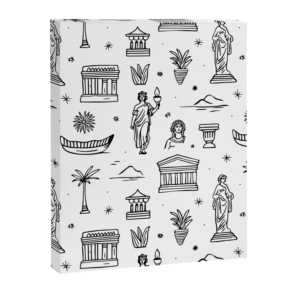Black and white ancient greek statue pattern Canvas Print Gallery Image 8