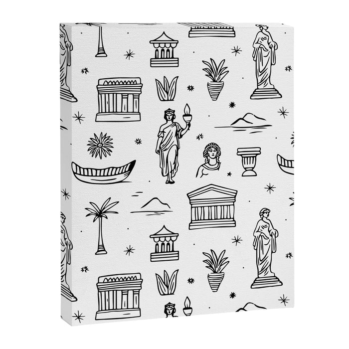 Black and white ancient greek statue pattern Canvas Print Gallery Image 1