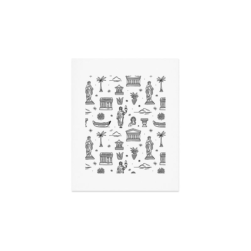 Black and white ancient greek statue pattern Art Print Gallery Image 1