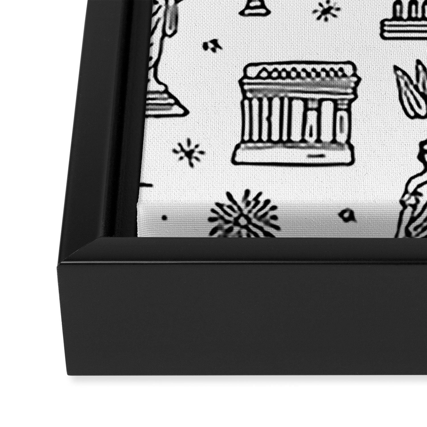 Black and white ancient greek statue pattern Framed Canvas Print Gallery Image 3