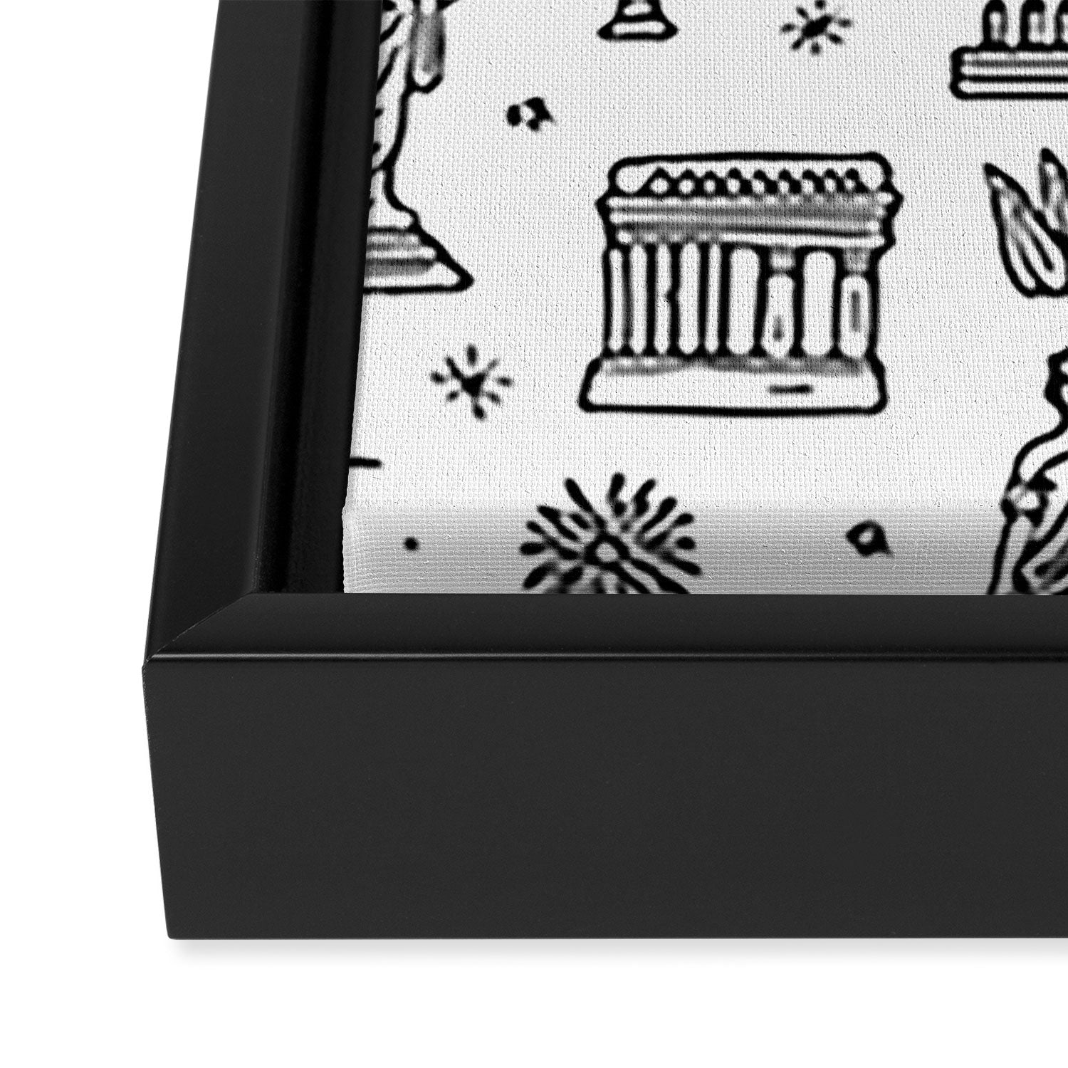 Black and white ancient greek statue pattern Framed Canvas Print Gallery Image 3