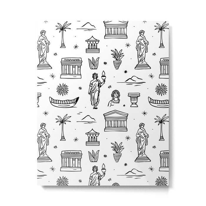 Black and white ancient greek statue pattern Metal Print Gallery Image 1