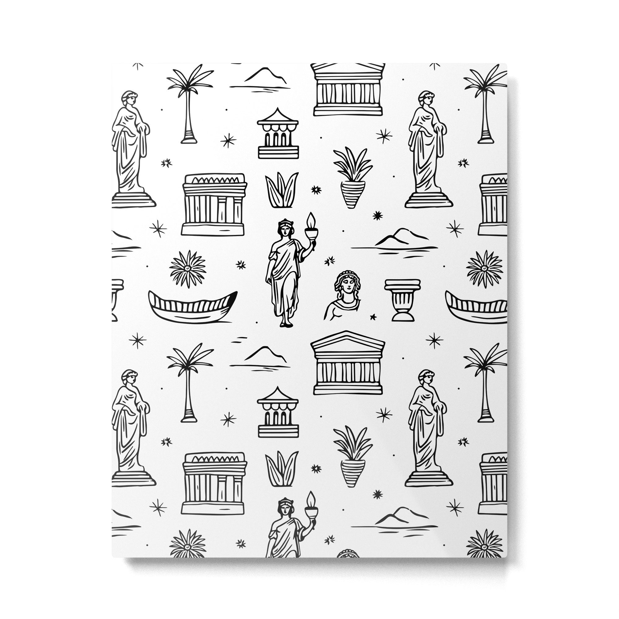 Black and white ancient greek statue pattern Metal Print Gallery Image 6
