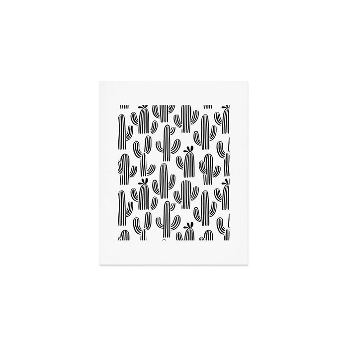 Black and white cactus plant pattern art Art Print Gallery Image 1