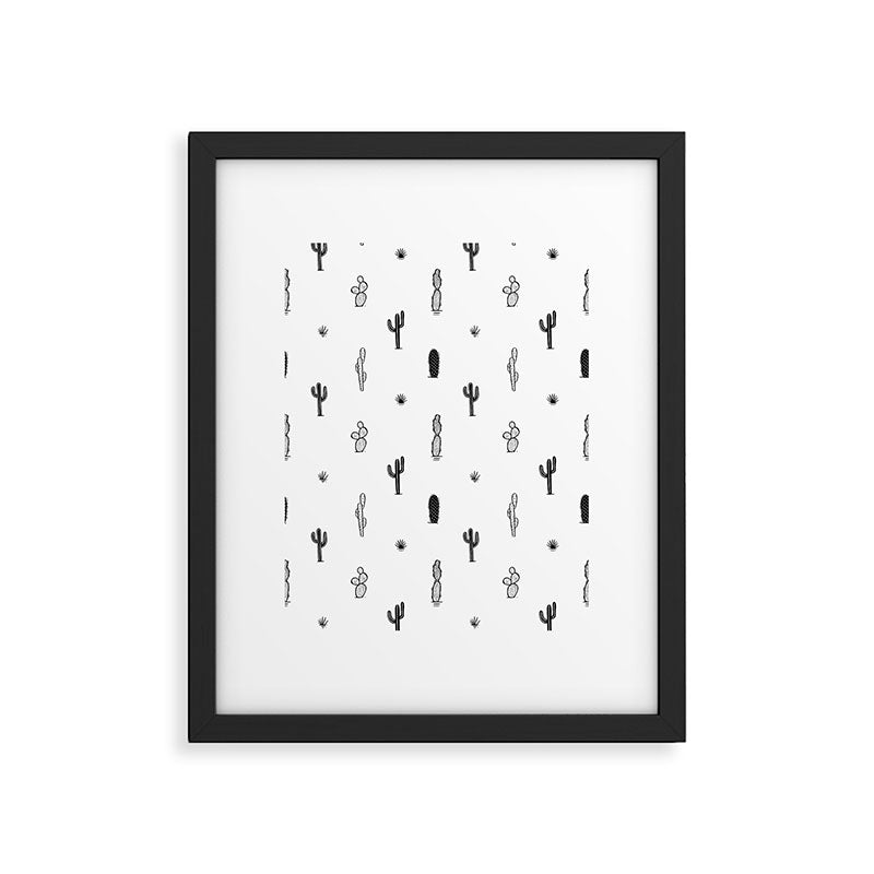 Black and white cactus plant pattern art Framed Art Print Gallery Image 6