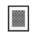 Black and white checkered floral pattern art Framed Art Print Gallery Image 6