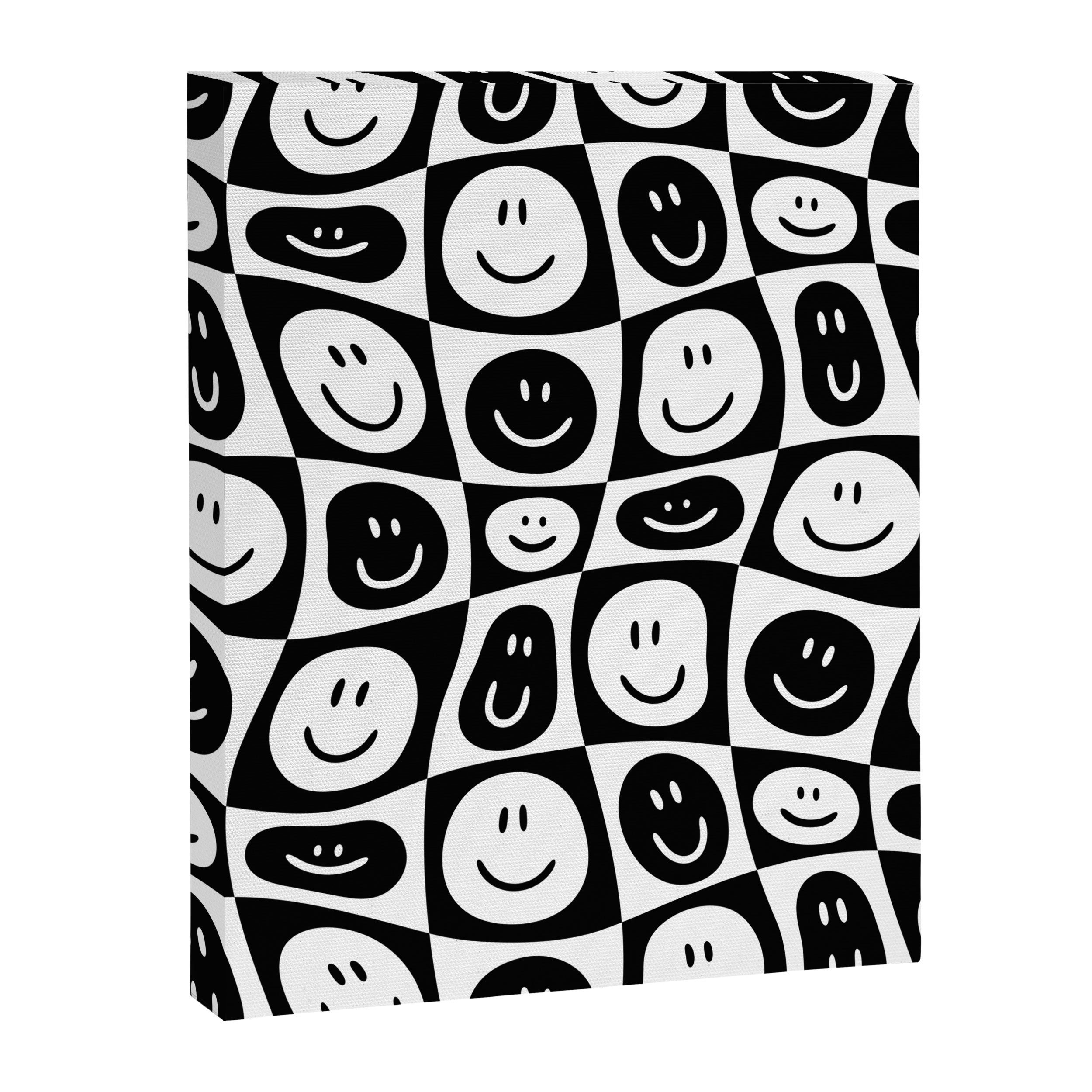 Black and white checkered happy face pattern Canvas Print Gallery Image 8