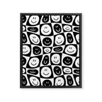 Black and white checkered happy face pattern Framed Canvas Print Gallery Image 8
