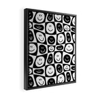 Black and white checkered happy face pattern Framed Canvas Print Gallery Image 2