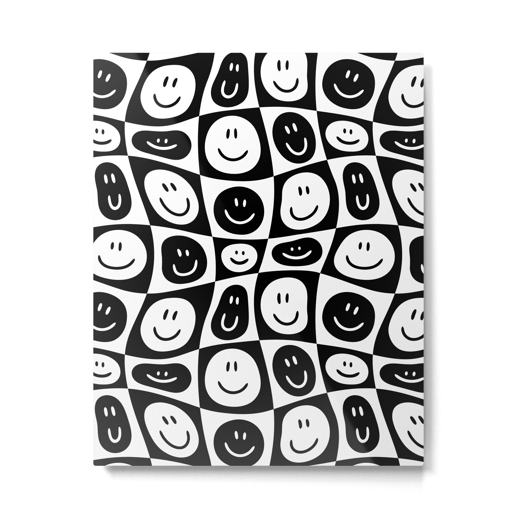 Black and white checkered happy face pattern Metal Print Gallery Image 6