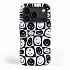 Black and white checkered happy face pattern iPhone Case Gallery Image 1