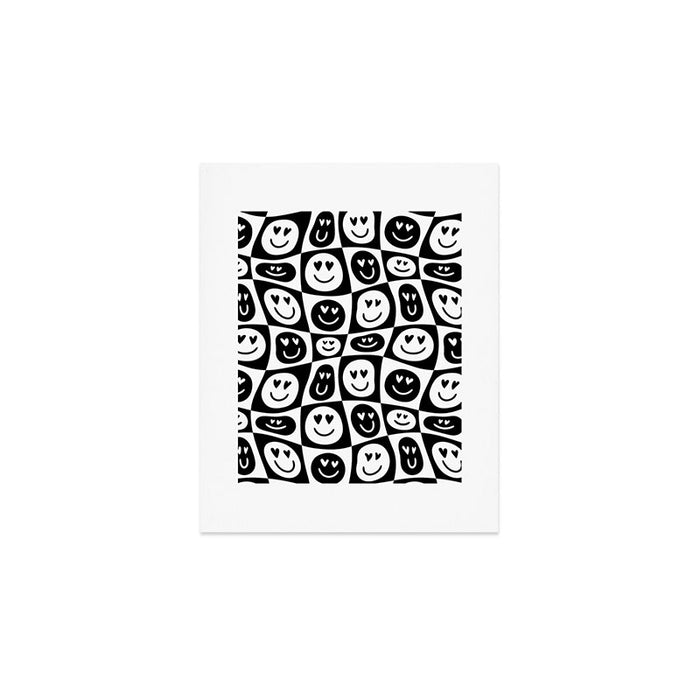 Black and white checkered love face pattern Art Print Gallery Image 1