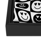 Black and white checkered love face pattern Framed Canvas Print Gallery Image 3
