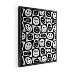 Black and white checkered love face pattern Framed Canvas Print Gallery Image 2