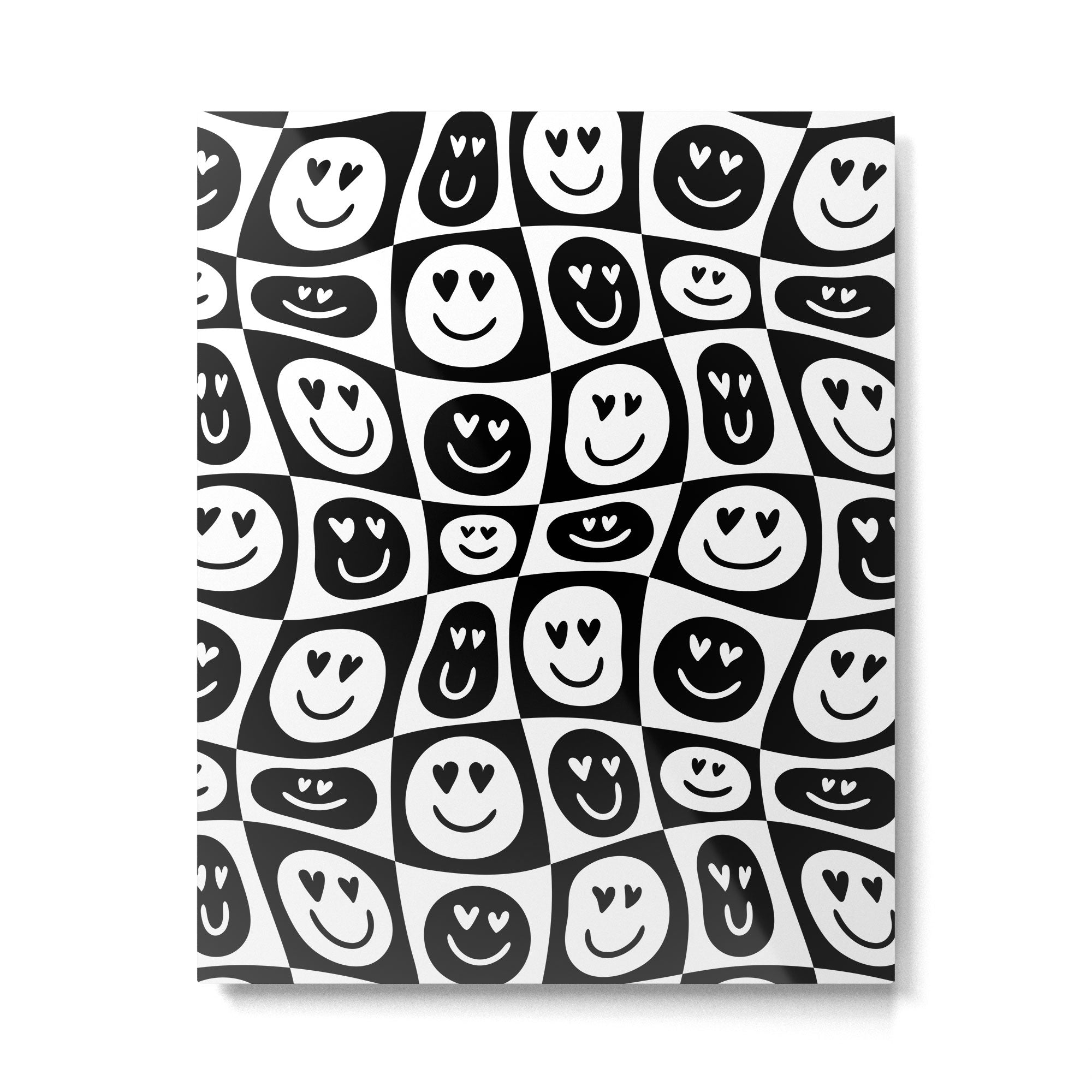 Black and white checkered love face pattern Metal Print Gallery Image 6