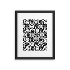 Black and white checkered love face pattern Framed Art Print Gallery Image 6