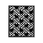 Black and white checkered love heart pattern Framed Canvas Print Gallery Image 8