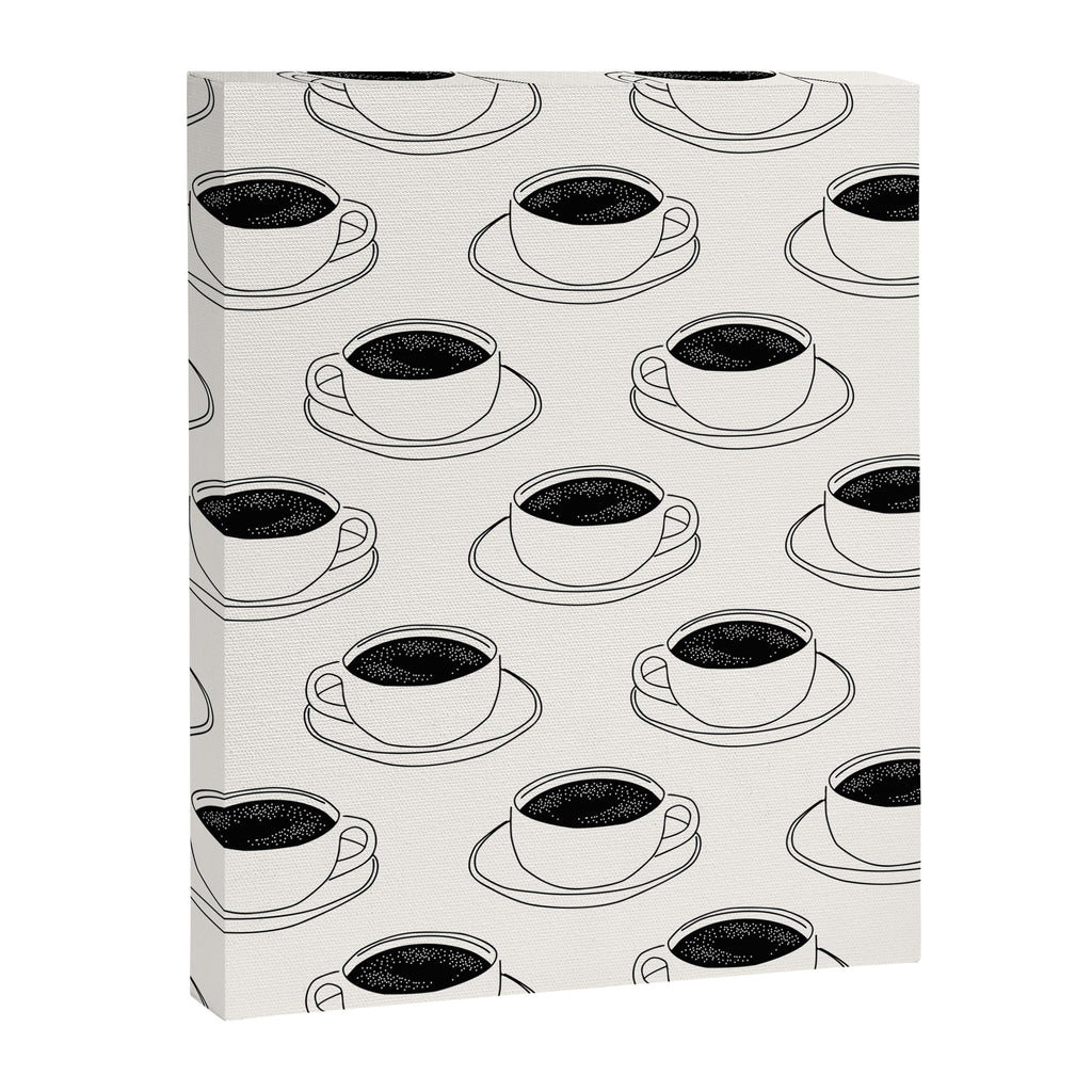 Black and white coffee drink mug doodle pattern Canvas Print Gallery Image 8