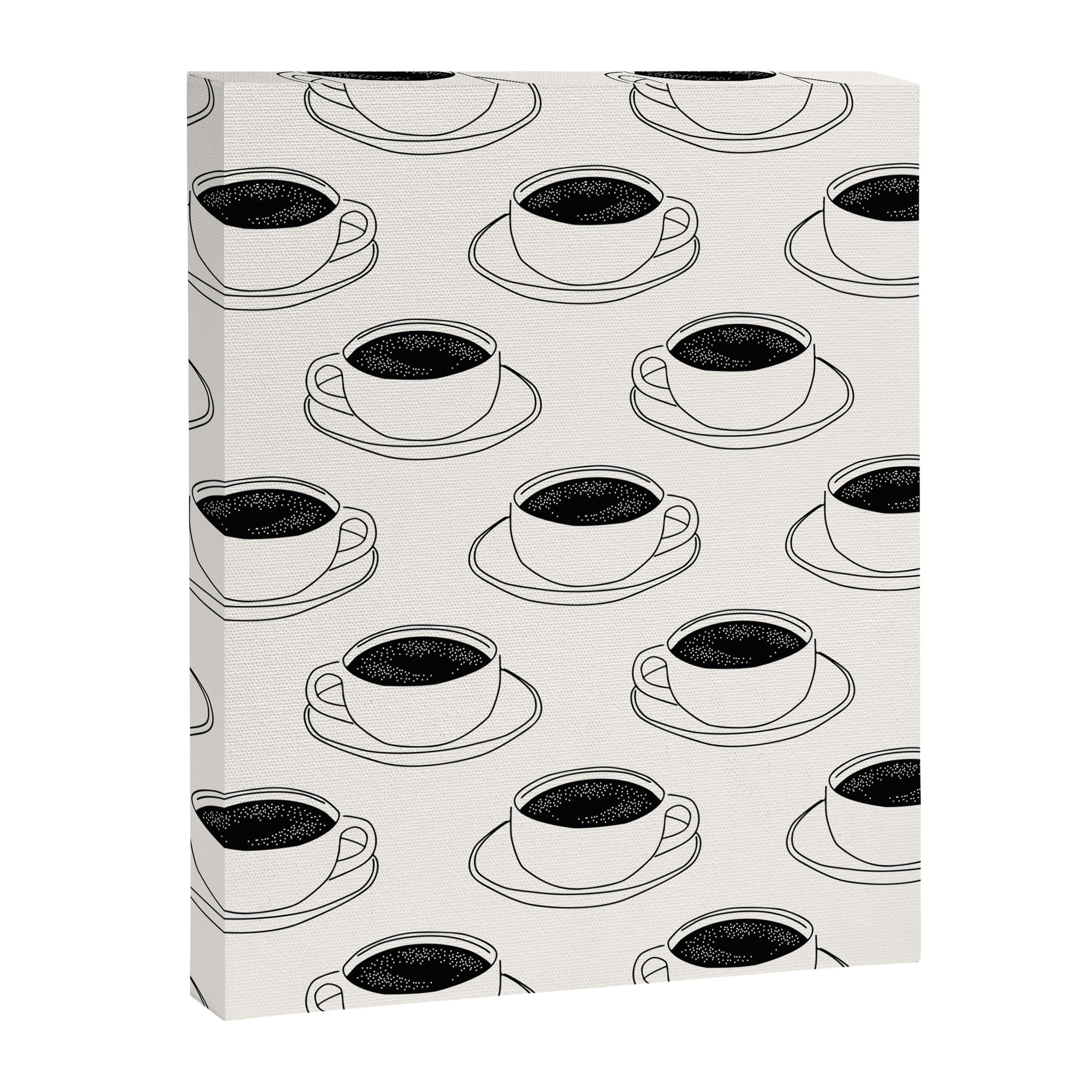 Black and white coffee drink mug doodle pattern Canvas Print Gallery Image 8