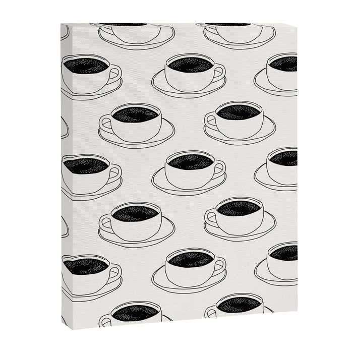Black and white coffee drink mug doodle pattern Canvas Print Gallery Image 1