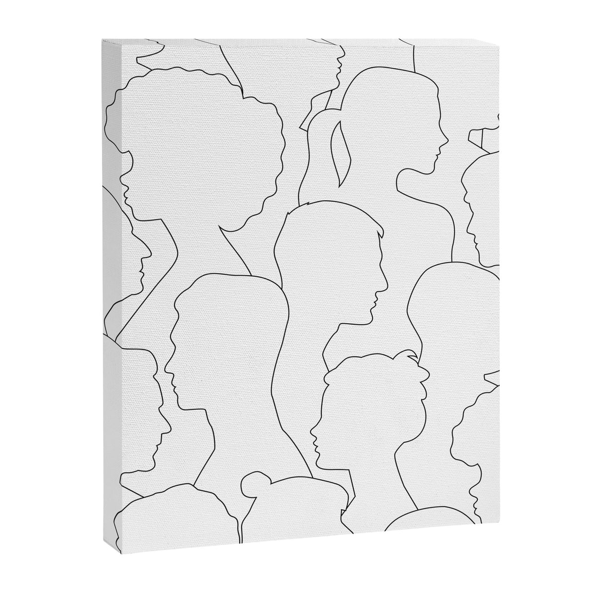 Black and white diverse people crowd pattern Canvas Print Gallery Image 8
