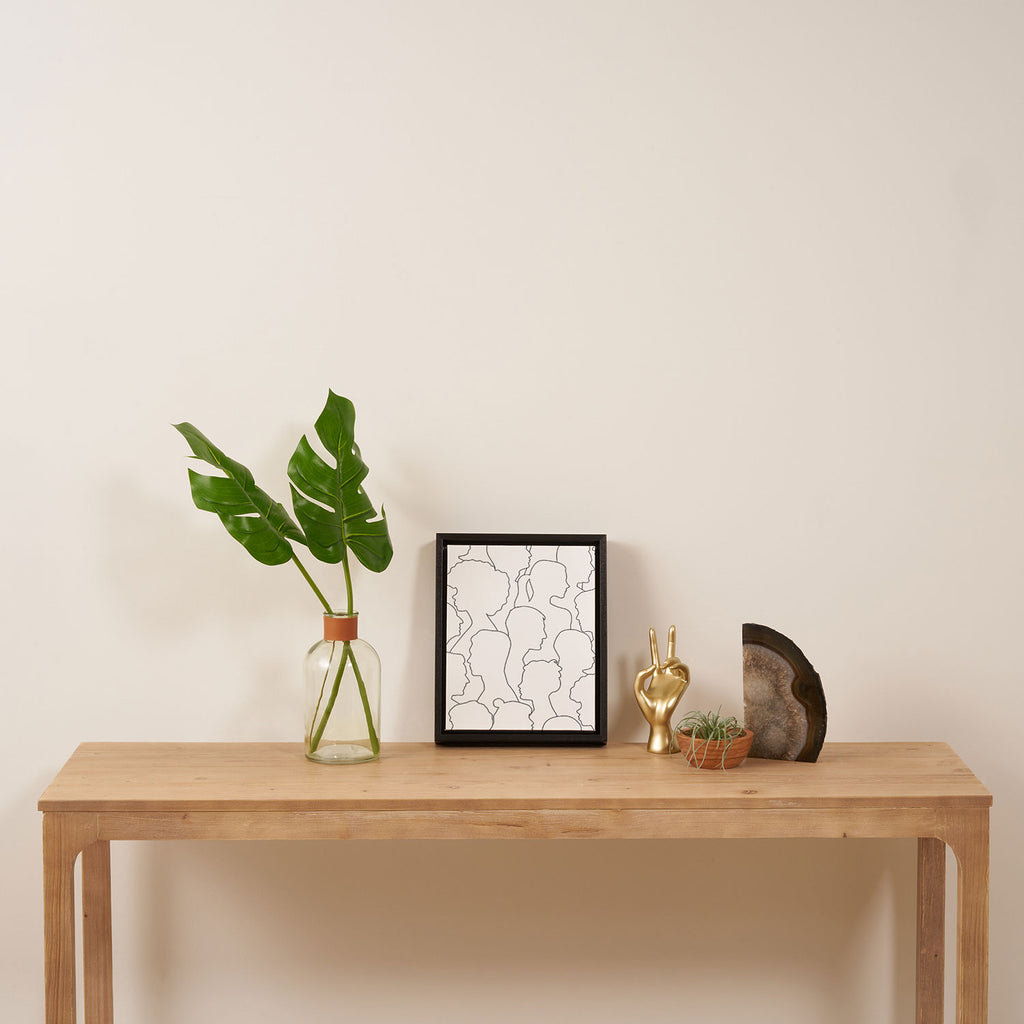 Black and white diverse people crowd pattern Framed Canvas Print Gallery Image 4