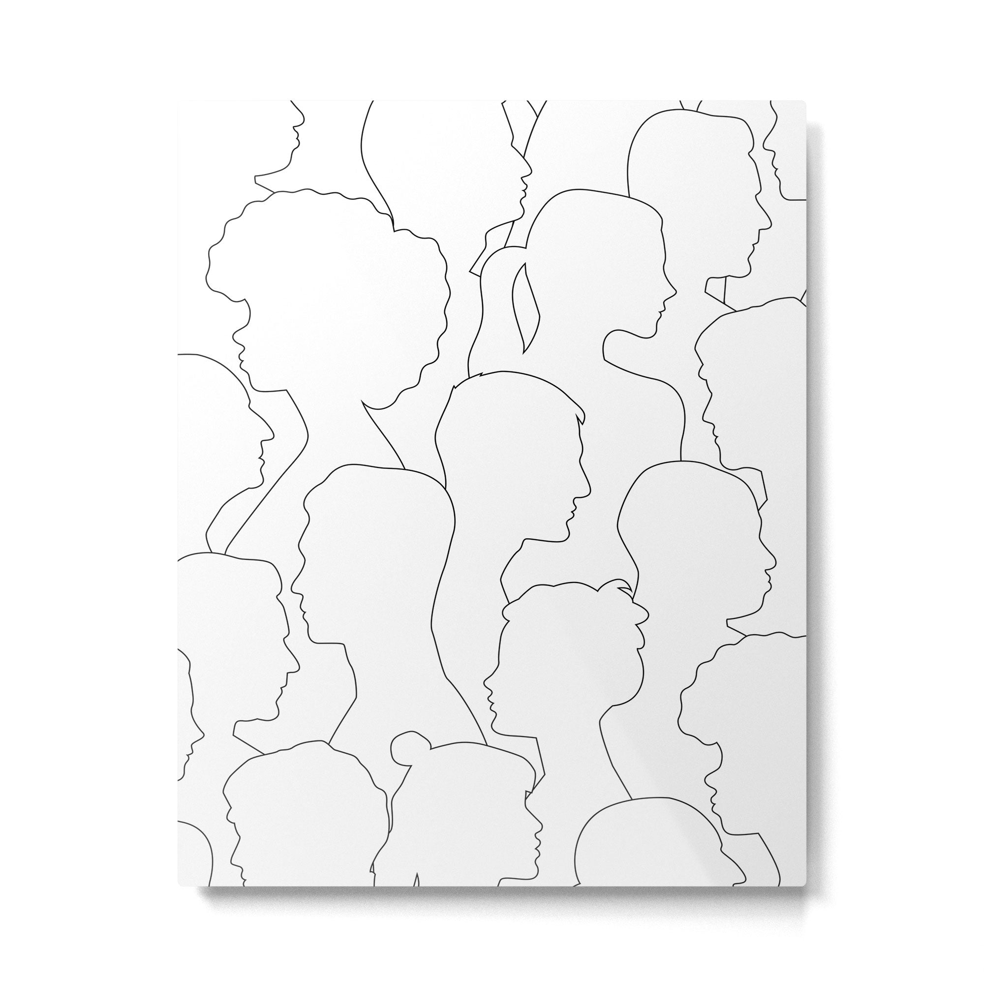 Black and white diverse people crowd pattern Metal Print Gallery Image 6