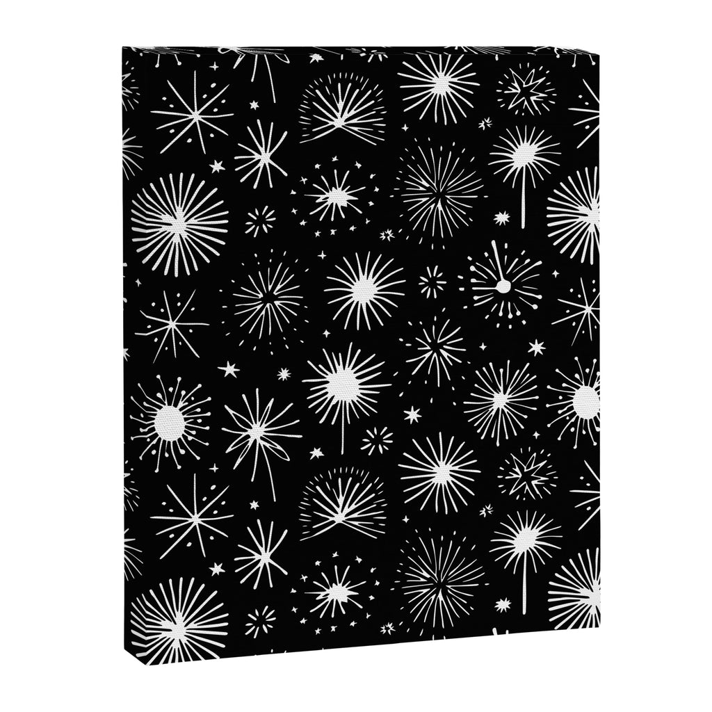 Black and white firework doodle pattern Canvas Print Gallery Image 8
