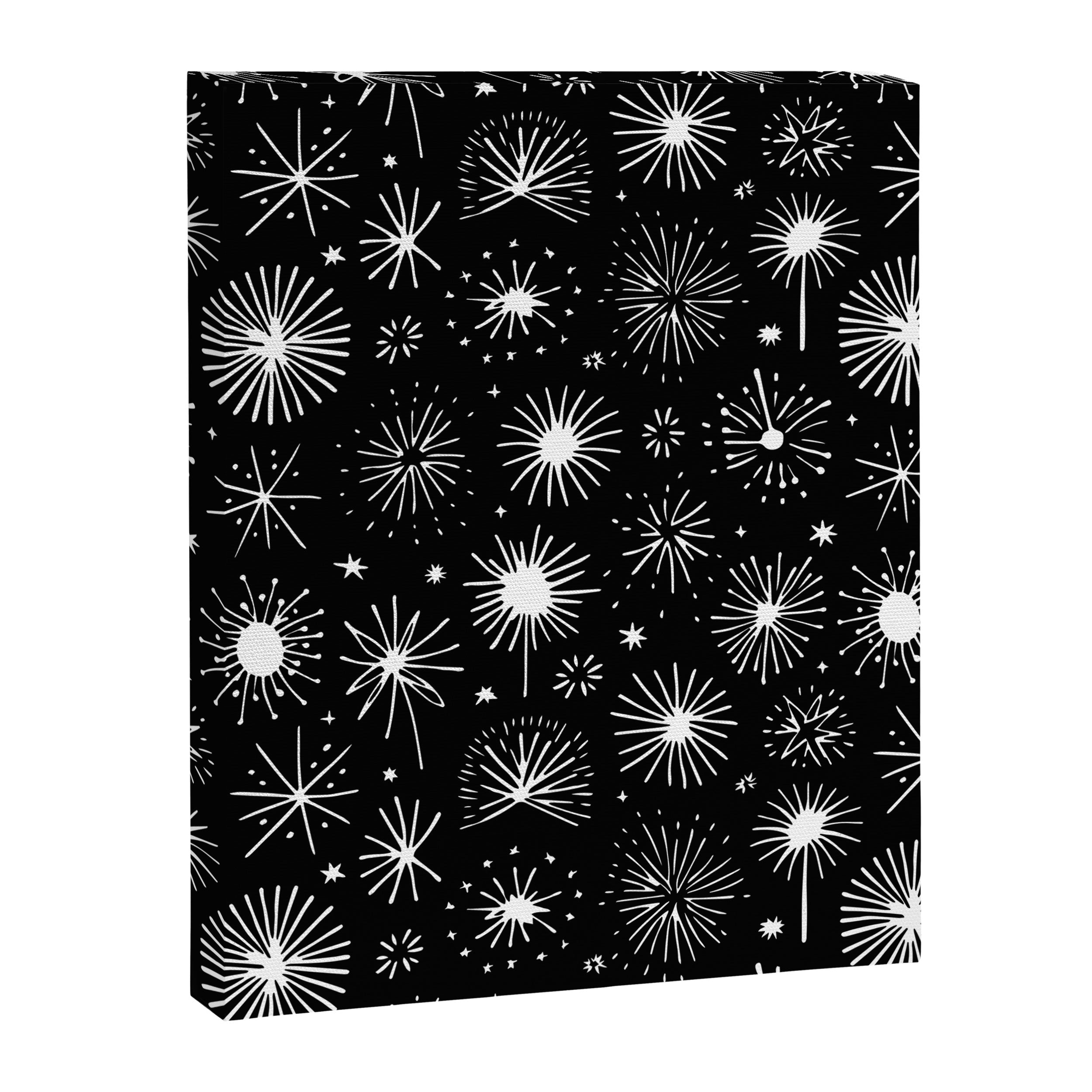 Black and white firework doodle pattern Canvas Print Gallery Image 8
