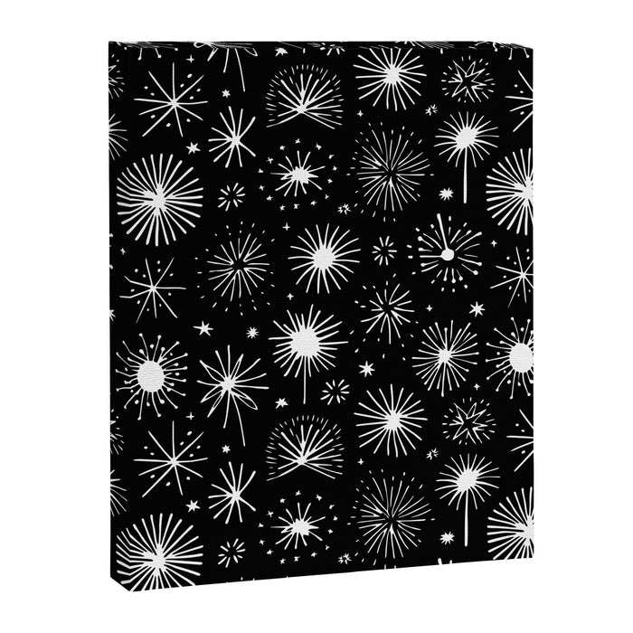 Black and white firework doodle pattern Canvas Print Gallery Image 1