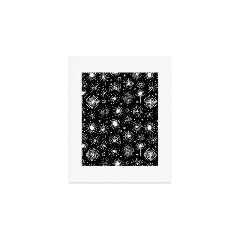 Black and white firework doodle pattern Art Print Gallery Image 1