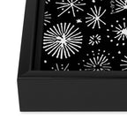 Black and white firework doodle pattern Framed Canvas Print Gallery Image 3