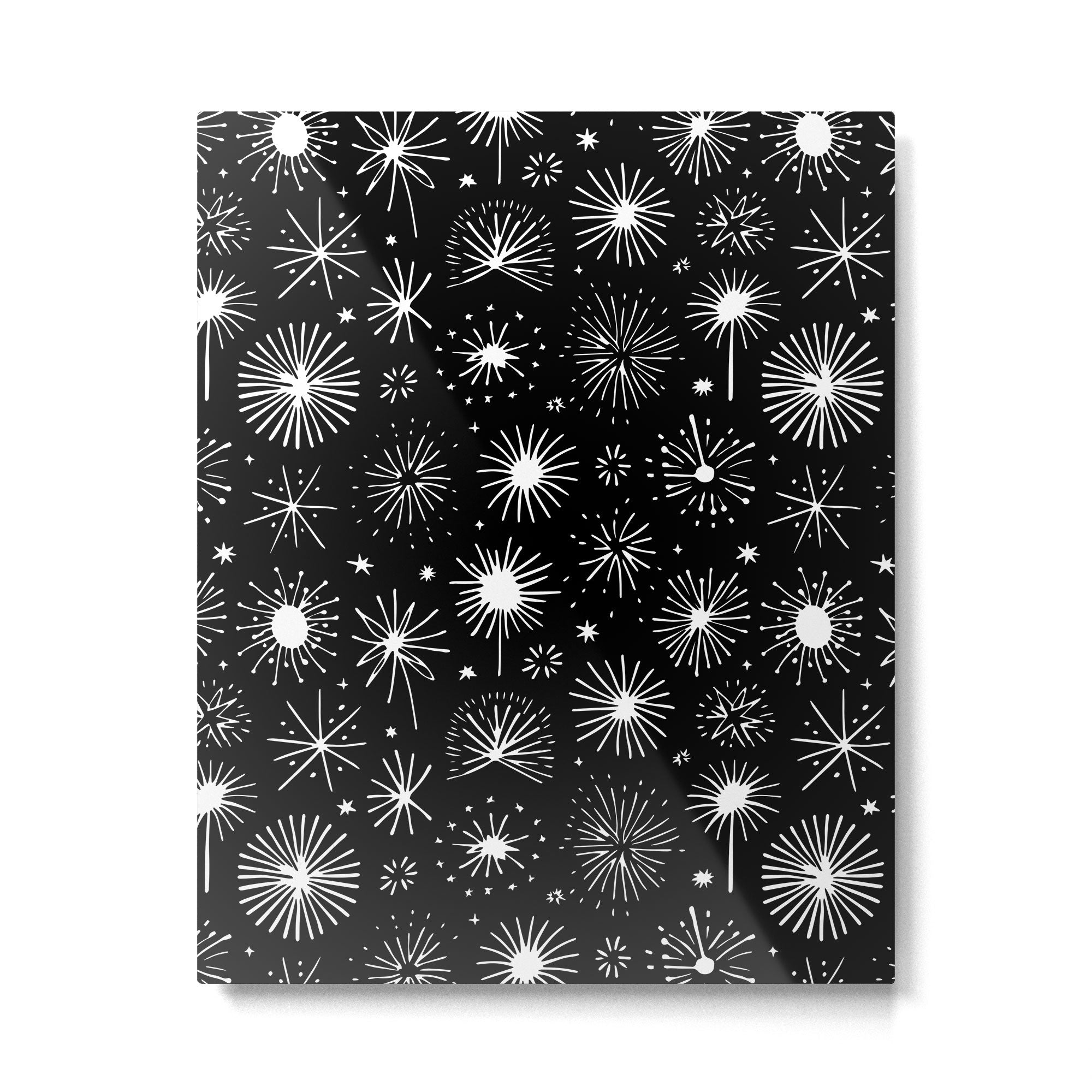 Black and white firework doodle pattern Metal Print Gallery Image 6