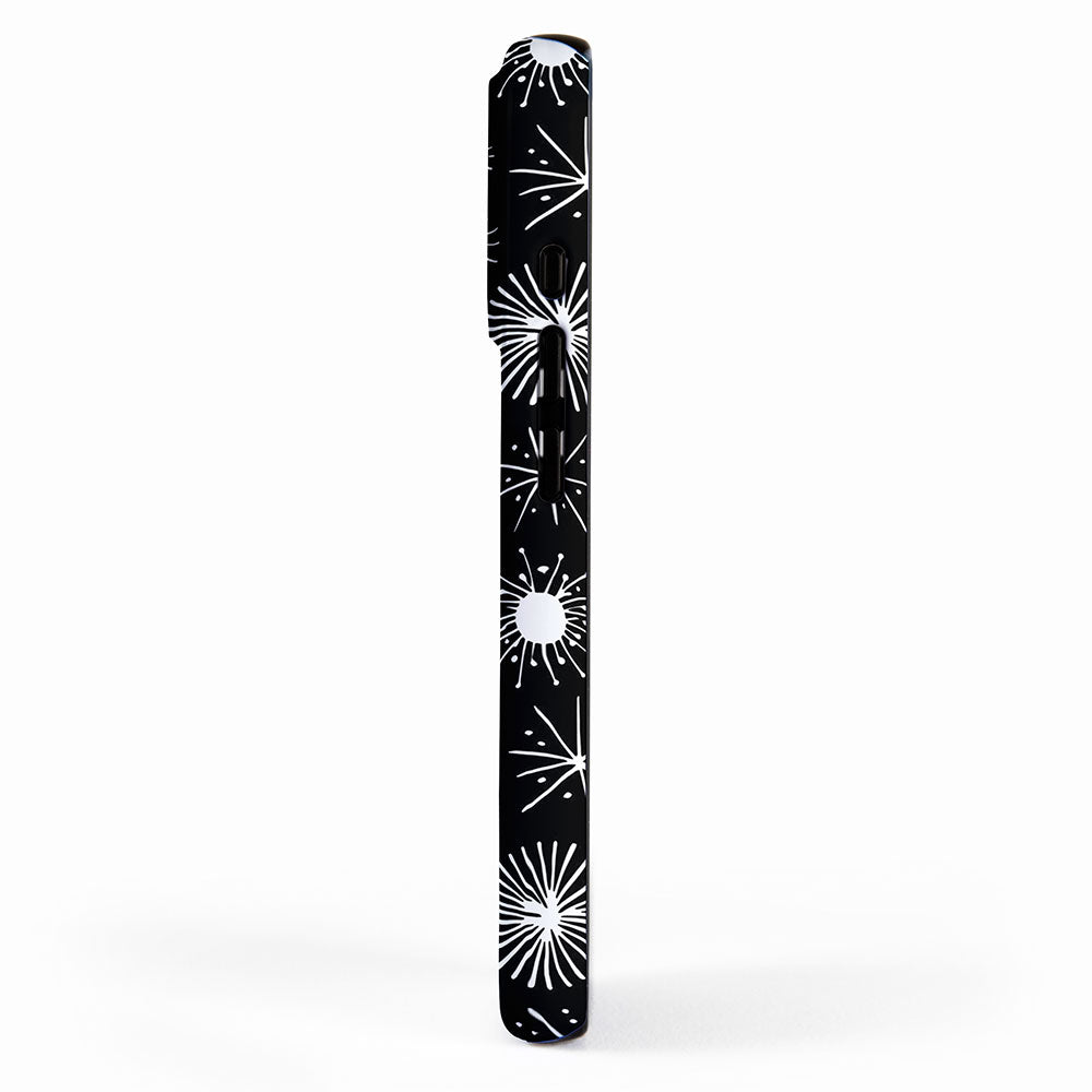 Black and white firework doodle pattern iPhone Case Gallery Image 2