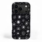 Black and white firework doodle pattern iPhone Case Gallery Image 1